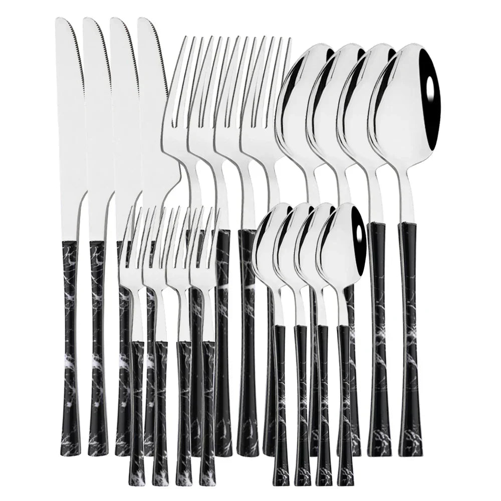 Vintage Style Wood Handle Stainless Steel Flatware Set
