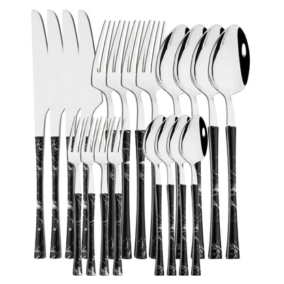 Vintage Style Wood Handle Stainless Steel Flatware Set