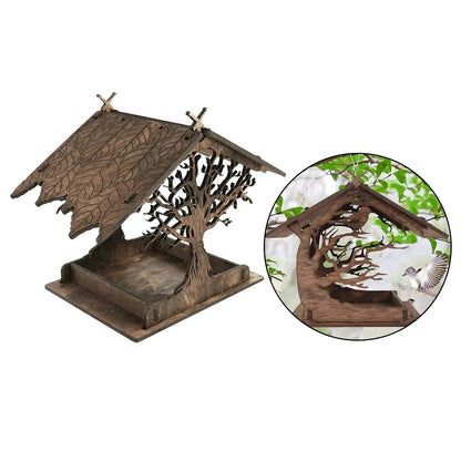 Natural Wooden Garden Bird Feeder