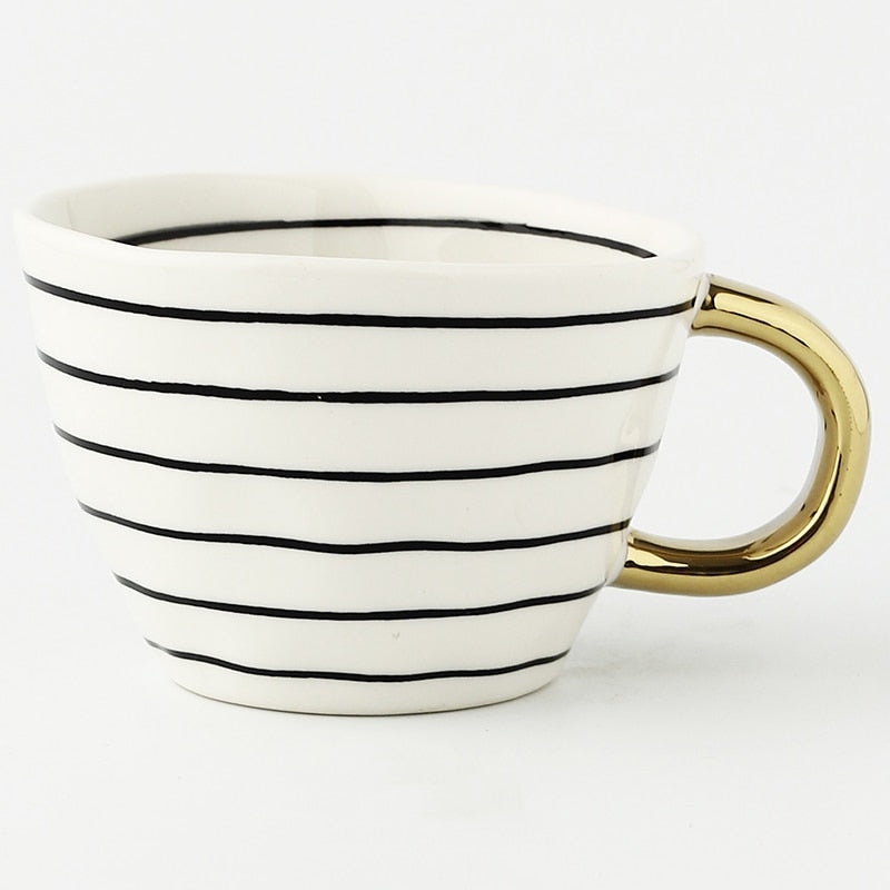 Unique Geometric Mug with Gold Accent Handle