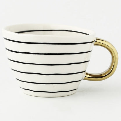 Unique Geometric Mug with Gold Accent Handle