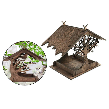 Natural Wooden Garden Bird Feeder