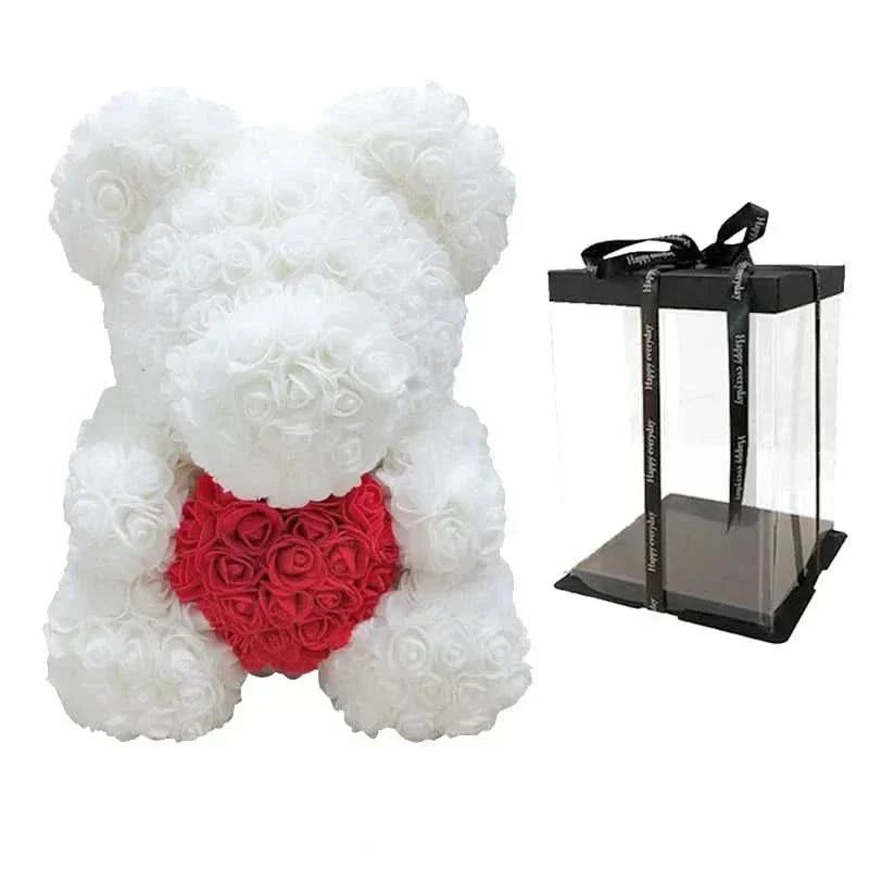 Cute Pink Bear with Soft Flower Details - 40cm