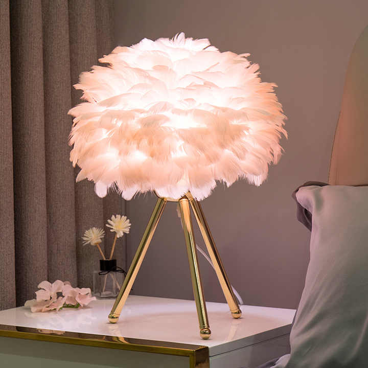 Stylish Dimmable Table Light with Feather Design