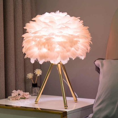 Stylish Dimmable Table Light with Feather Design