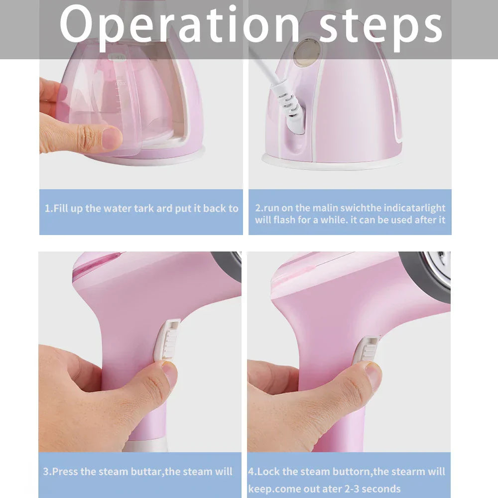 Compact Garment Steamer 280W Quick Heat 1.5L Tank