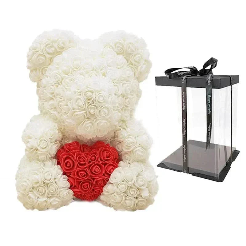 Cute Pink Bear with Soft Flower Details - 40cm