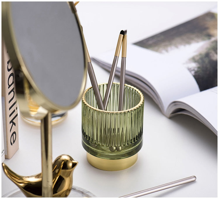 Luxury Gold Mirror Makeup Storage Organizer