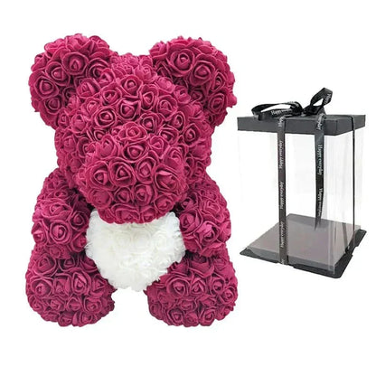 Cute Pink Bear with Soft Flower Details - 40cm