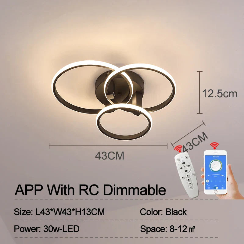 Smart LED Ceiling Lamp - Dimmable Remote Control