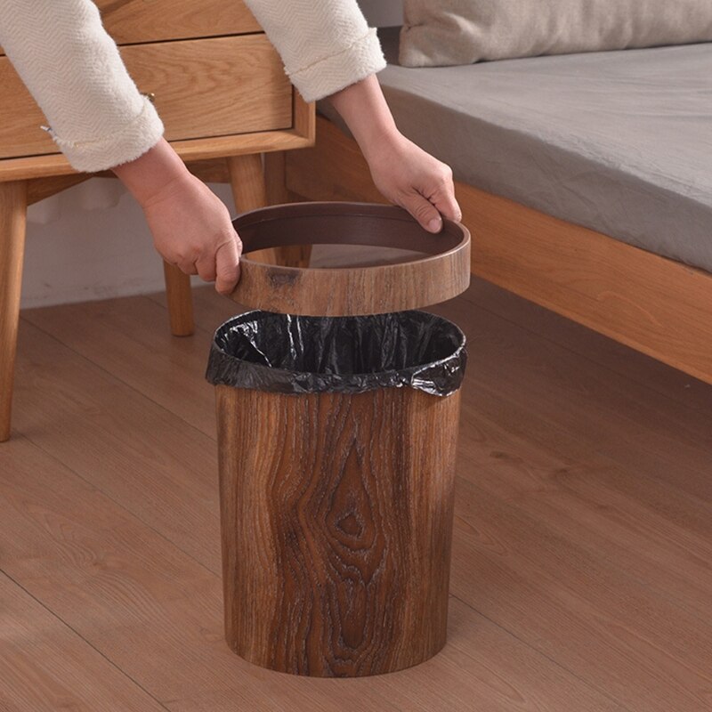 Classic Wooden Pattern Waste Bin