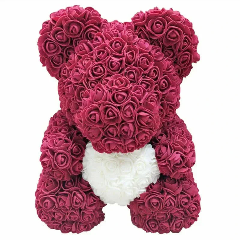 Cute Pink Bear with Soft Flower Details - 40cm
