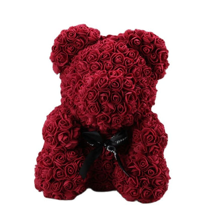 Lovely Fake Rose Bear Plush Toy