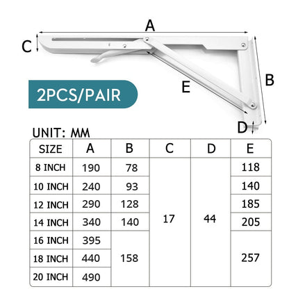 Space-Saving Stainless Steel Folding Shelf Brackets