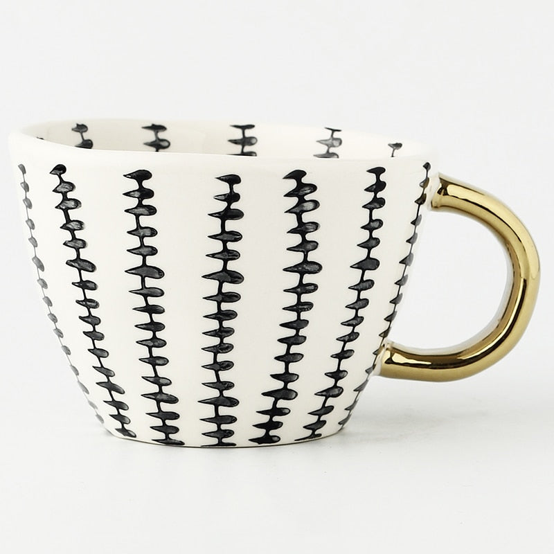 Unique Geometric Mug with Gold Accent Handle