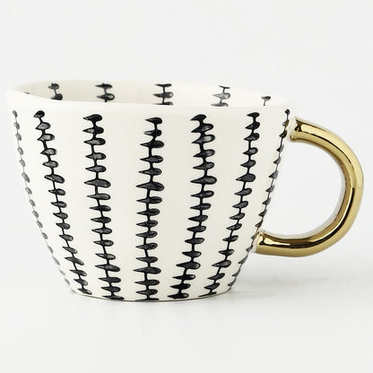 Unique Geometric Mug with Gold Accent Handle
