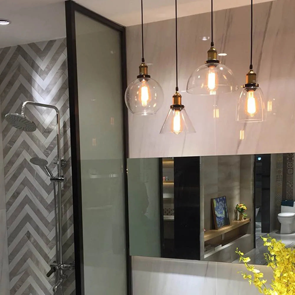 Elegant Glass Pendant Light – Brass Ceiling Fixture