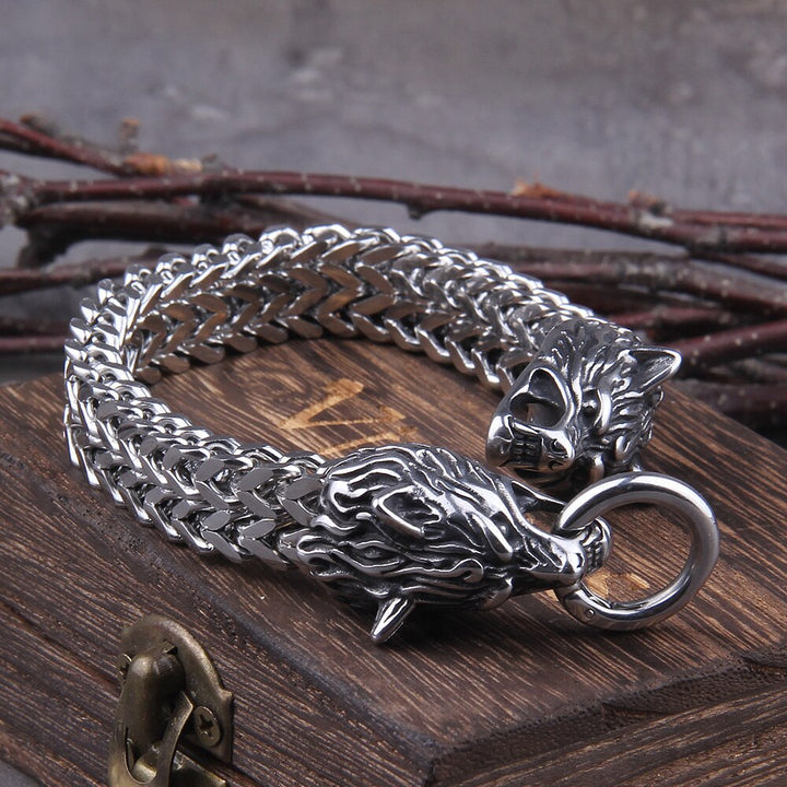 Unique Norse Wolf Cuff Bracelet - Handmade Viking Jewelry
