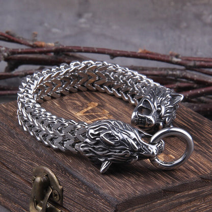 Unique Norse Wolf Cuff Bracelet - Handmade Viking Jewelry