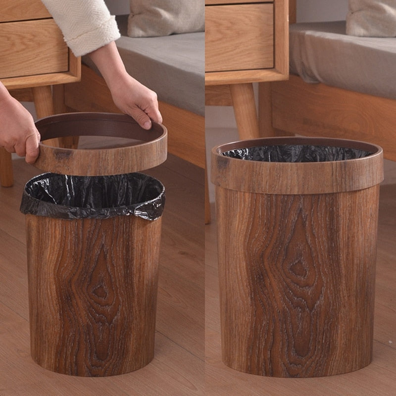 Classic Wooden Pattern Waste Bin