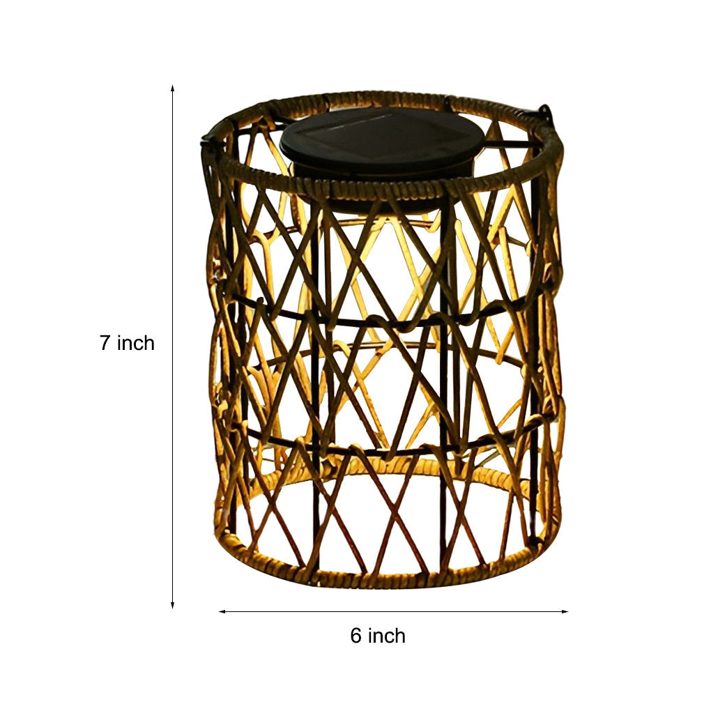 Outdoor Solar Powered Rattan Garden Lamp