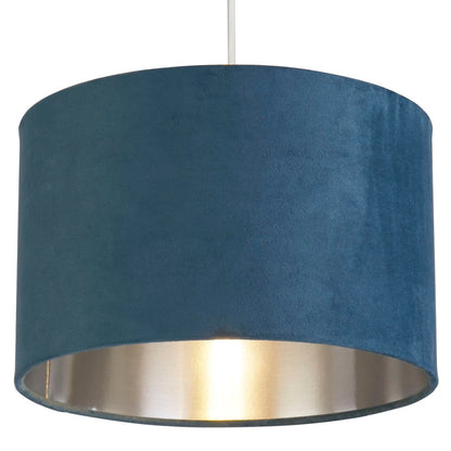 Navy Velvet Drum Lamp Shade with Metallic Lining 28cm - Cofik