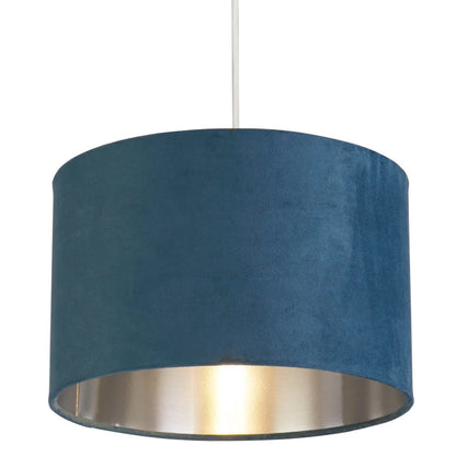 Navy Velvet Drum Lamp Shade with Metallic Lining 28cm