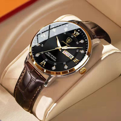 Shining Leather Mens Wristwatch - Cofik