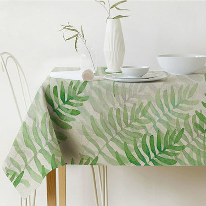 Natural Green Leaf Pattern Tablecloth Cover