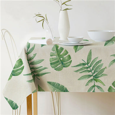 Natural Green Leaf Pattern Tablecloth Cover
