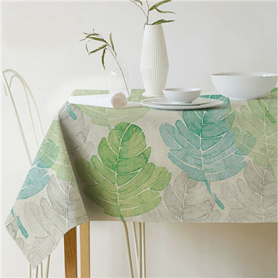 Natural Green Leaf Pattern Tablecloth Cover