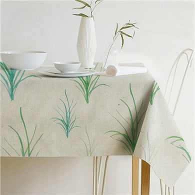 Natural Green Leaf Pattern Tablecloth Cover