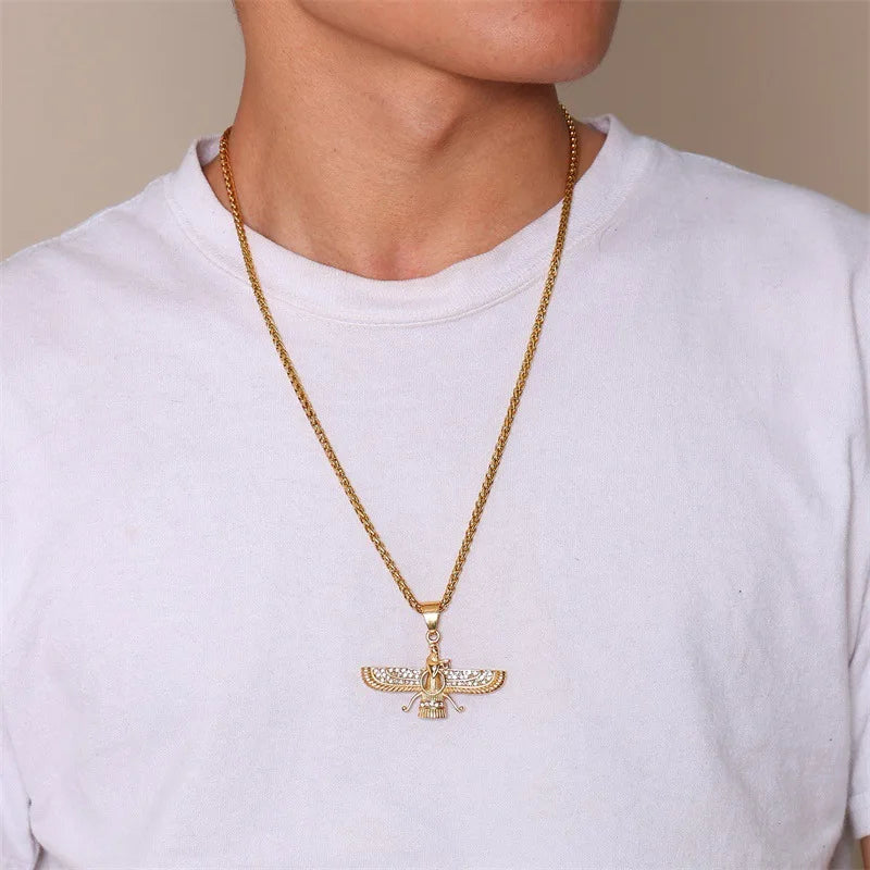Sparkly Crystal Zoroastrian Pendant Necklace