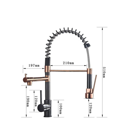 Flexible Double Spout Kitchen Faucet with Swivel