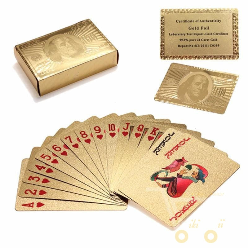 Luxury Gold Playing Cards with Wooden Storage Box