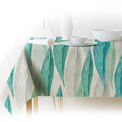 Natural Green Leaf Pattern Tablecloth Cover