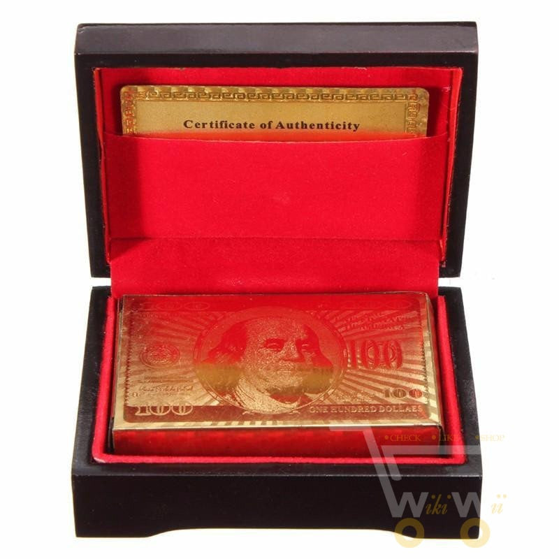 Luxury Gold Playing Cards with Wooden Storage Box - Cofik