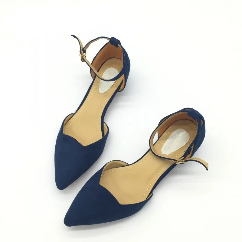 Women's Classic Low Heel Blue Pump Shoes