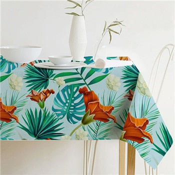 Natural Green Leaf Pattern Tablecloth Cover