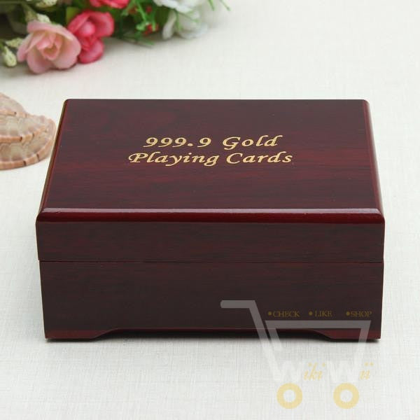 Luxury Gold Playing Cards with Wooden Storage Box