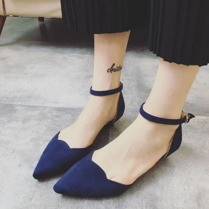 Women's Classic Low Heel Blue Pump Shoes