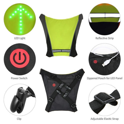 Visible Night Cycling LED Safety Vest Waterproof Jacket