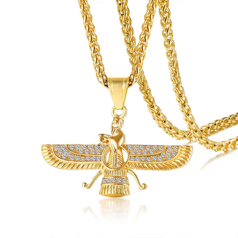 Sparkly Crystal Zoroastrian Pendant Necklace - Cofik
