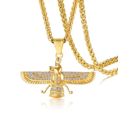Sparkly Crystal Zoroastrian Pendant Necklace - Cofik