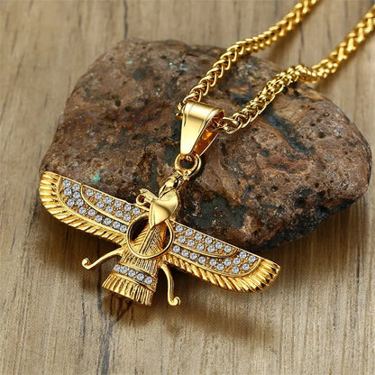Sparkly Crystal Zoroastrian Pendant Necklace