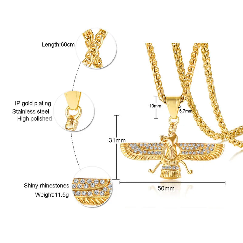 Sparkly Crystal Zoroastrian Pendant Necklace