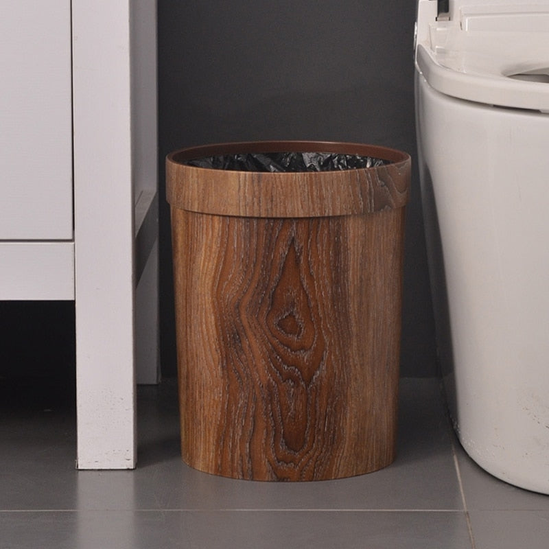 Classic Wooden Pattern Waste Bin - Cofik