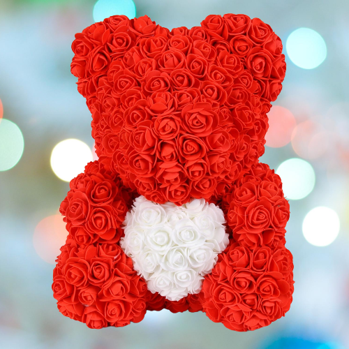 Lovely Fake Rose Bear Plush Toy - Cofik