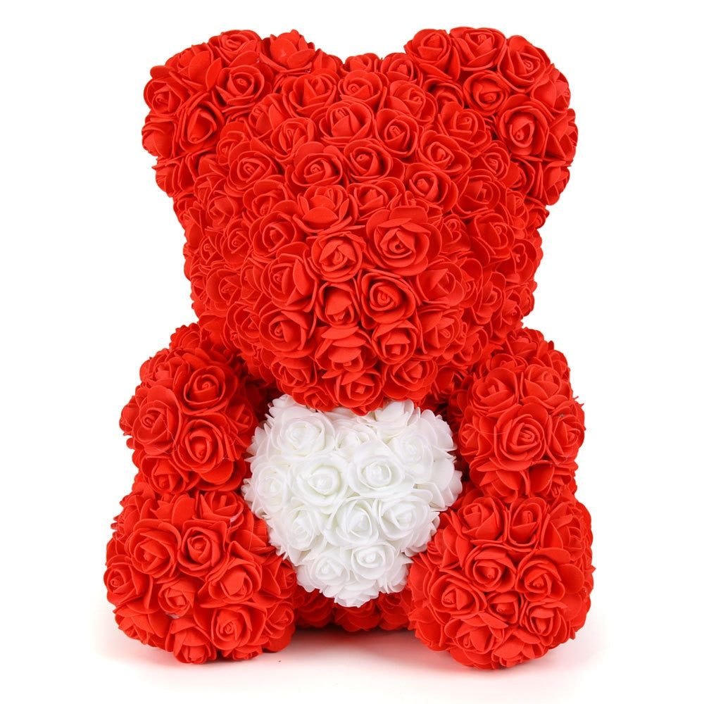 Lovely Fake Rose Bear Plush Toy