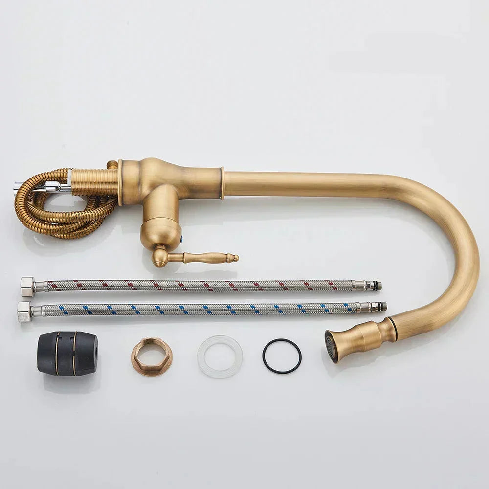 Vintage Gold Kitchen Faucet - Rotating Spout